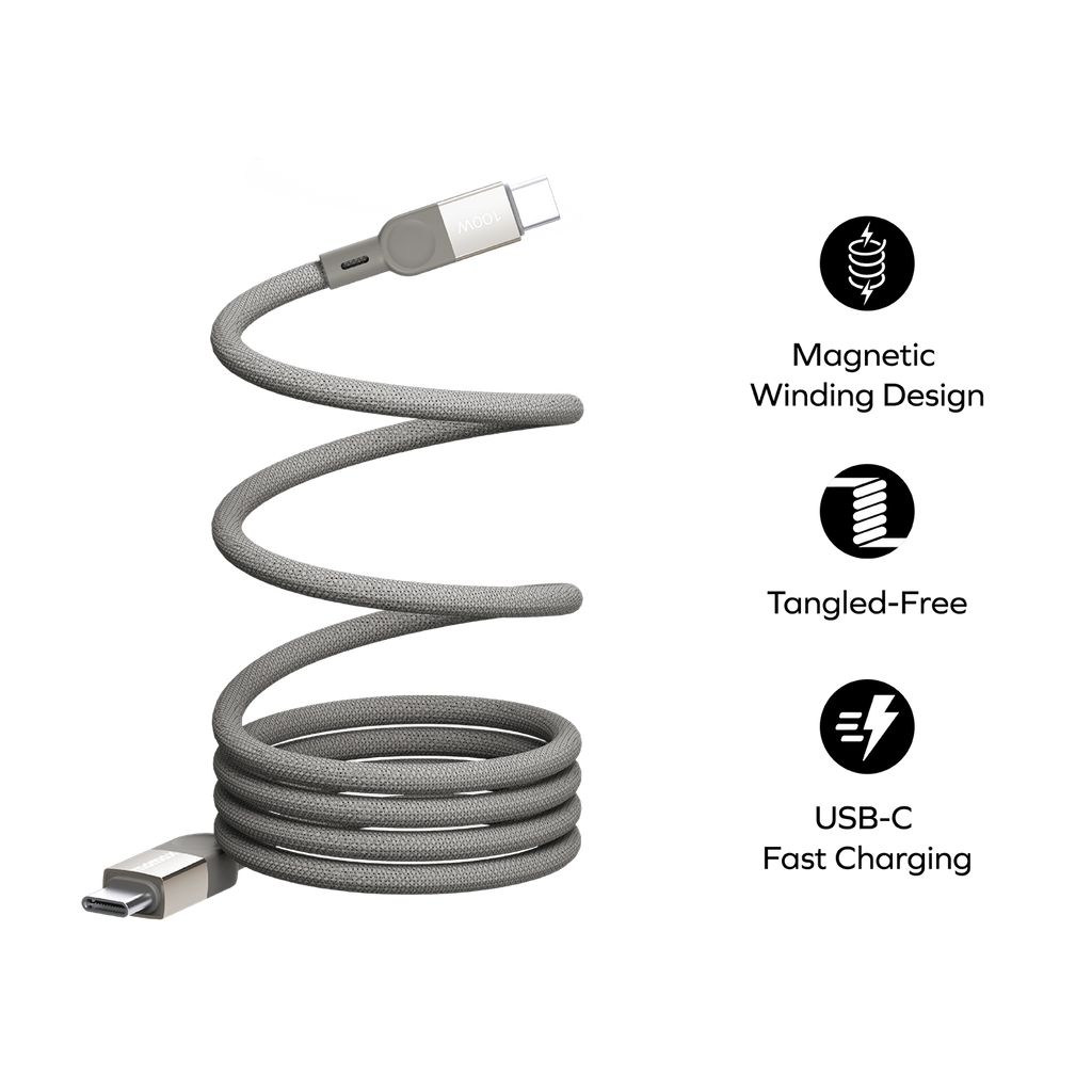 Momax Mag Link Magnetic USB-C to USB-C Cable 100W - Titanium Momax Mag Link Magnetic USB-C to USB-C Cable 100W - Titanium