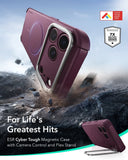 ESR Cyber Tough Magnetic Case Stash Stand For iPhone 18 Pro/17 Pro - Deep Burgundy