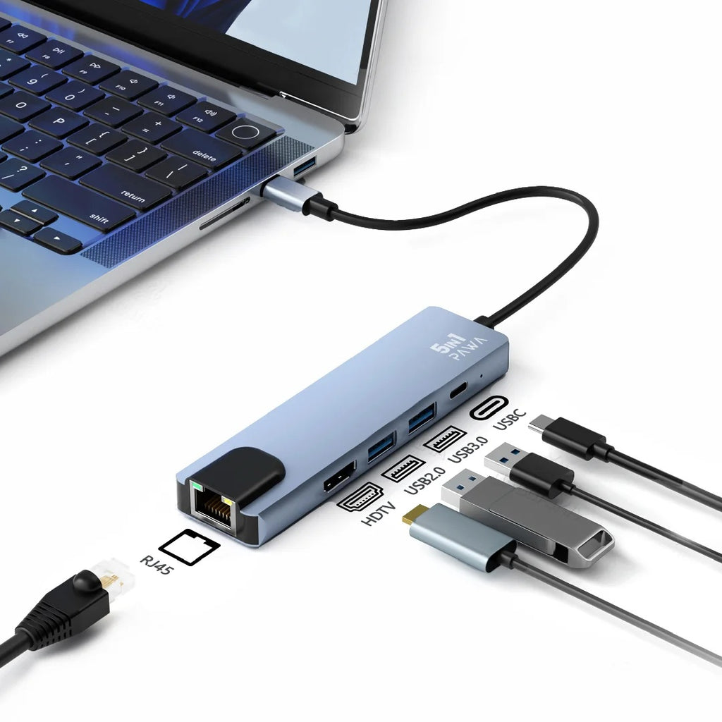 Pawa 5 in1 USB-C HUB With 4K HDMI Pawa 5 in1 USB-C HUB With 4K HDMI