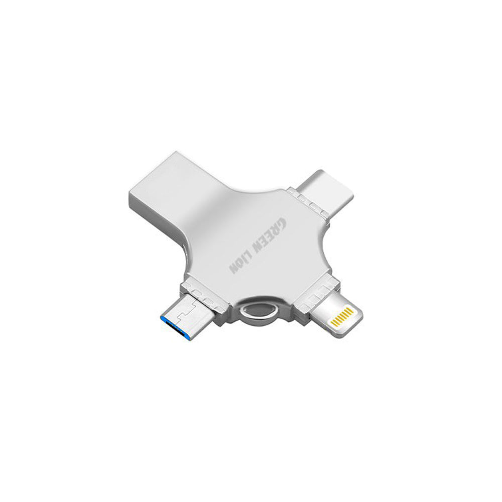 Green Lion 4-in-1 USB Flash Drive 256 Gb - Silver Green Lion 4-in-1 USB Flash Drive 256 Gb - Silver