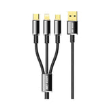 Green Lion Transparent 3 In 1 USB A To USB C Lightning Micro BLACK