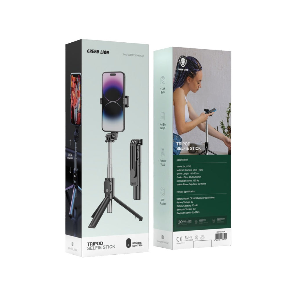 Green Lion Tripod Selfie Stick Black Green Lion Tripod Selfie Stick Black