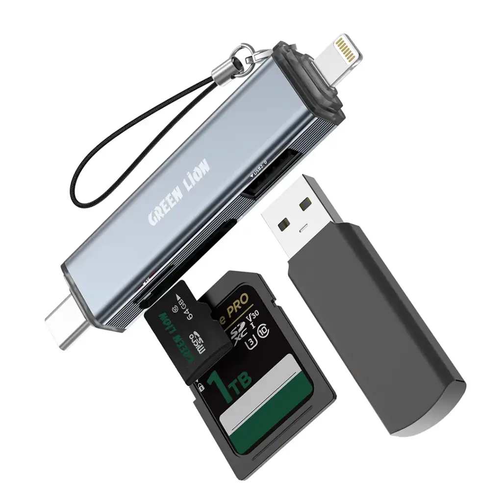 Green Lion 3 in1 Card Reader - USB-A & USB-C CONNECTIVITY - GREY Green Lion 3 in1 Card Reader - USB-A & USB-C CONNECTIVITY - GREY