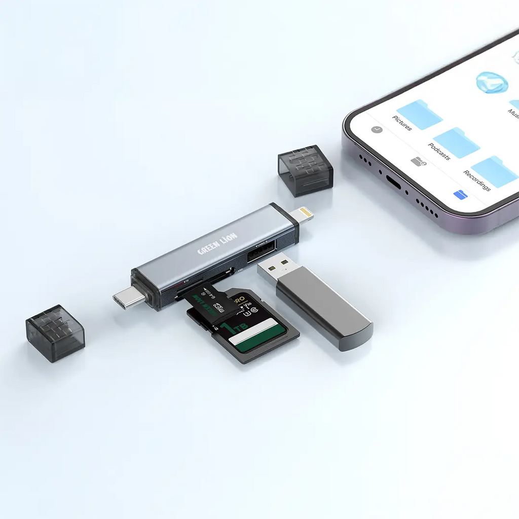 Green Lion 3 in1 Card Reader - USB-A & USB-C CONNECTIVITY - GREY Green Lion 3 in1 Card Reader - USB-A & USB-C CONNECTIVITY - GREY