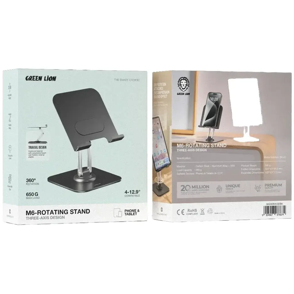 Green Lion M6- Rotating Stand Three-Axis Design - Black Green Lion M6- Rotating Stand Three-Axis Design - Black
