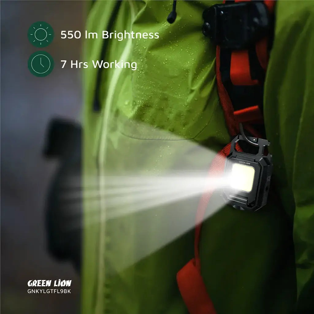 Green Lion Keychain Light with Foldable Design - Black Green Lion Keychain Light with Foldable Design - Black