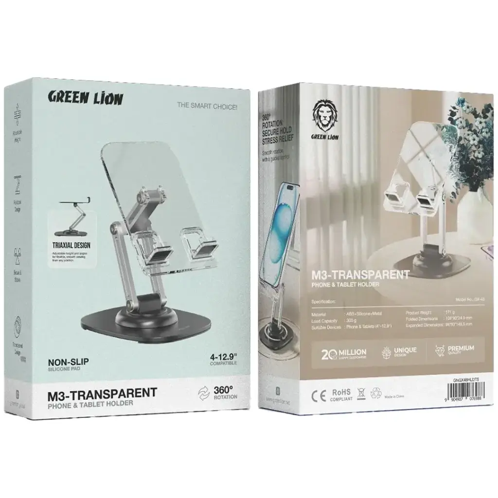 Green Lion M3-Transparent Phone & Tablet Holder Green Lion M3-Transparent Phone & Tablet Holder