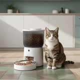 Green Lion Smart Pet Feeder with Stainless Steel Bowl - White