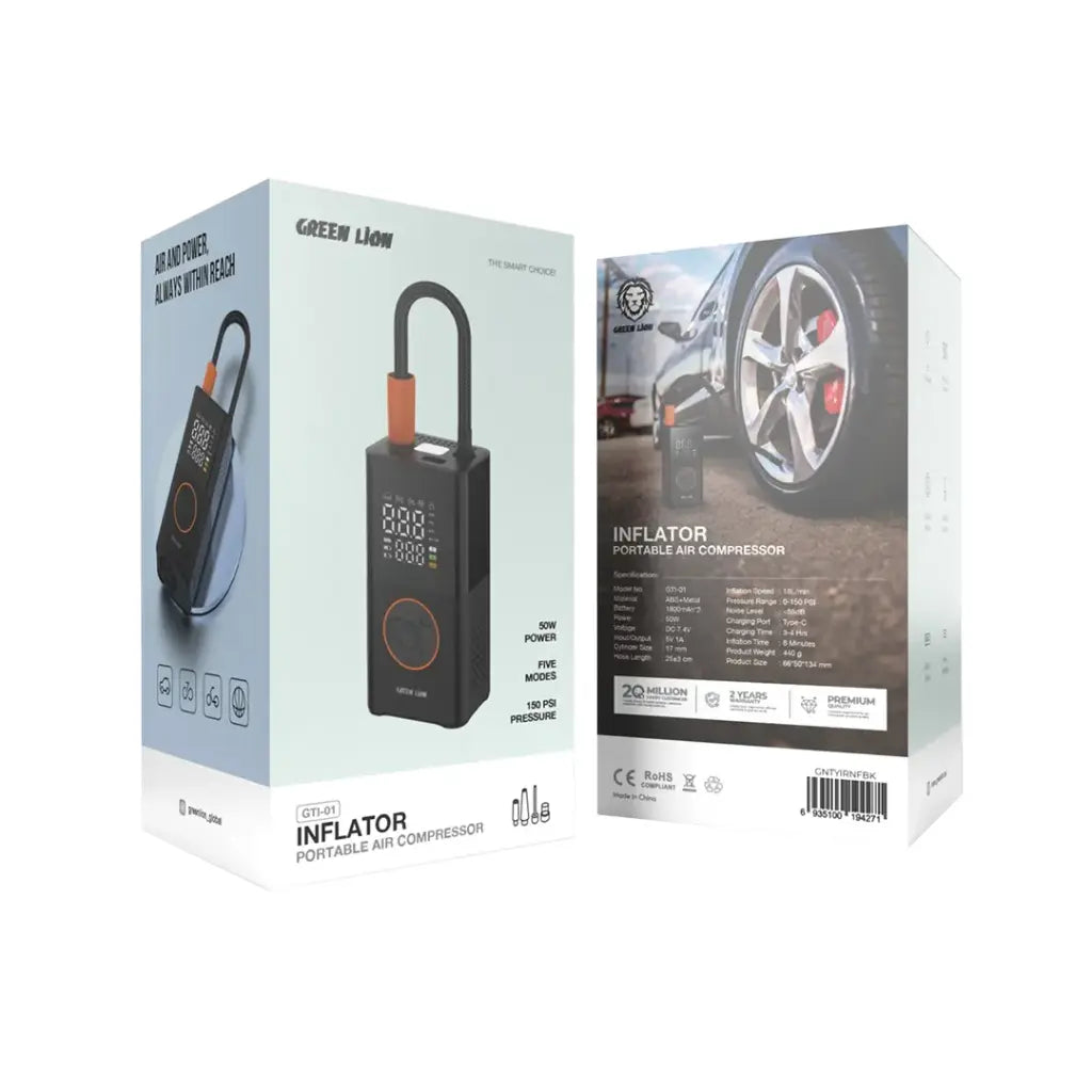Green Lion Inflator Portable Air Compressor - Black Green Lion Inflator Portable Air Compressor - Black