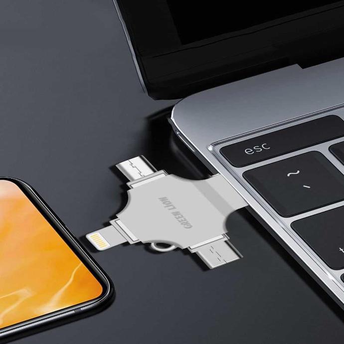 Green Lion 4-in-1 USB Flash Drive 256 Gb - Silver Green Lion 4-in-1 USB Flash Drive 256 Gb - Silver