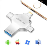 Green Lion 4-in-1 USB Flash Drive 128GB - Silver