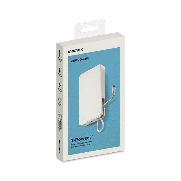 MOMAX 1-POWER X 20000mAh POWER BANK WITH BUILT-IN USB-C CABLE MOMAX 1-POWER X 20000mAh POWER BANK WITH BUILT-IN USB-C CABLE