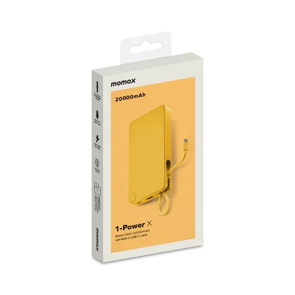 MOMAX 1-POWER X 20000mAh POWER BANK WITH BUILT-IN USB-C CABLE MOMAX 1-POWER X 20000mAh POWER BANK WITH BUILT-IN USB-C CABLE