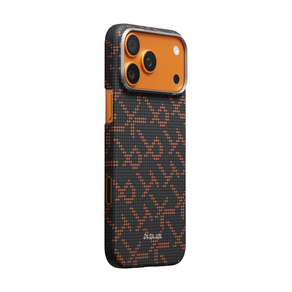PITAKA Monogram Edge Case For iPhone 17 Pro/Pro Max (Leaping-Orange Black) PITAKA Monogram Edge Case For iPhone 17 Pro/Pro Max (Leaping-Orange Black)