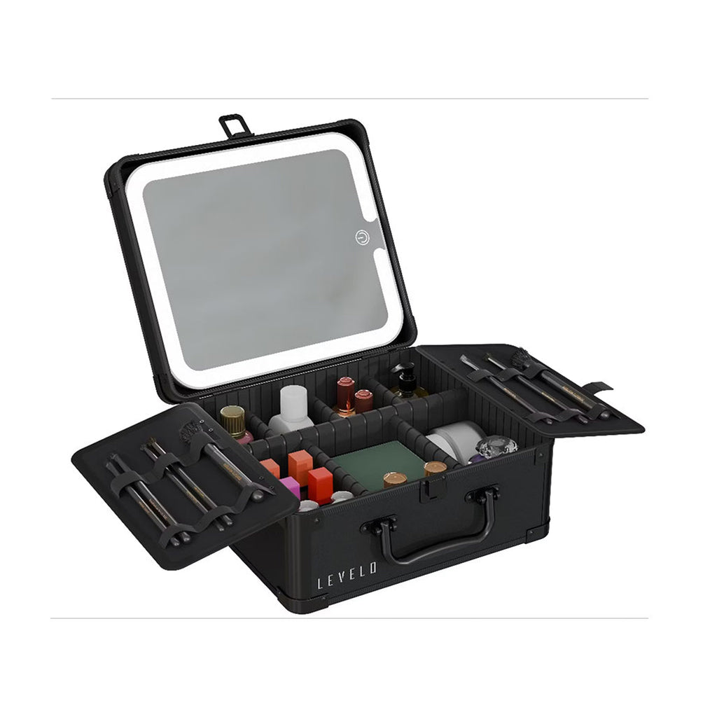 LEVELO ELITE MAKE UP ORGANIZER W/ MIRROR - BLACK LEVELO ELITE MAKE UP ORGANIZER W/ MIRROR - BLACK