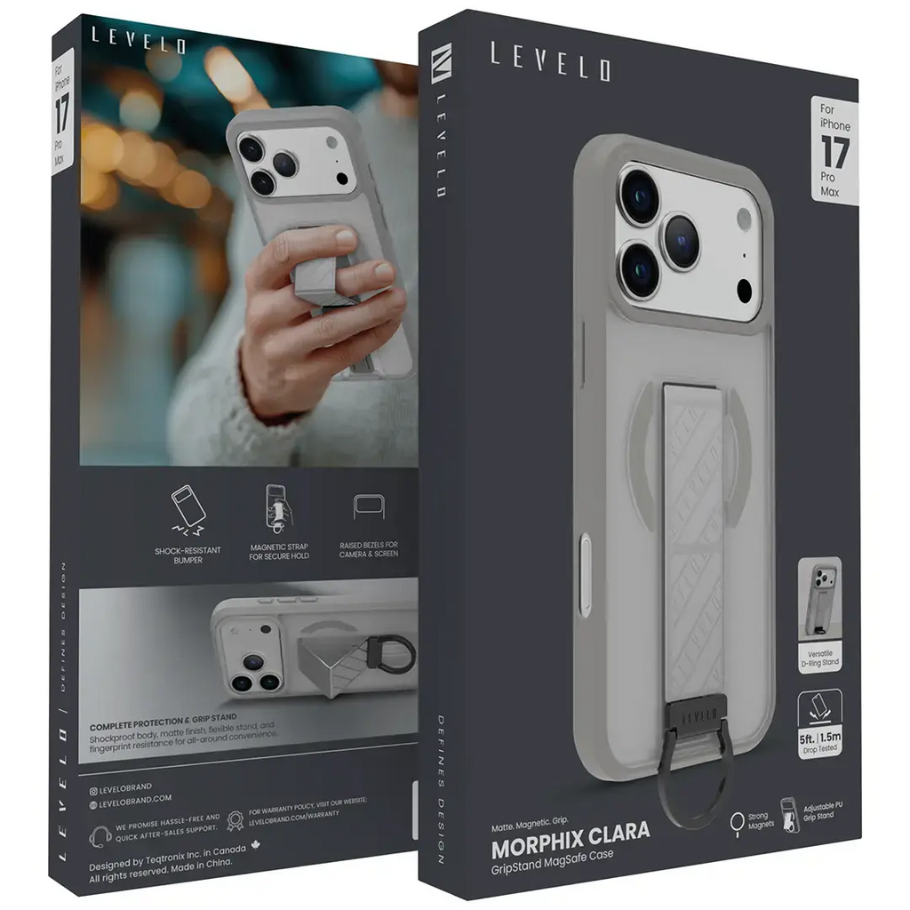 Levelo Morphix Clara Grip Case iPhone 17 Pro Max - Silverstone Levelo Morphix Clara Grip Case iPhone 17 Pro Max - Silverstone