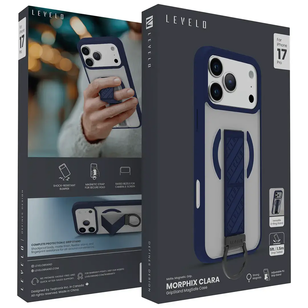 Levelo Morphix Clara Grip Case iPhone 17 Pro - Midnight Blue Levelo Morphix Clara Grip Case iPhone 17 Pro - Midnight Blue