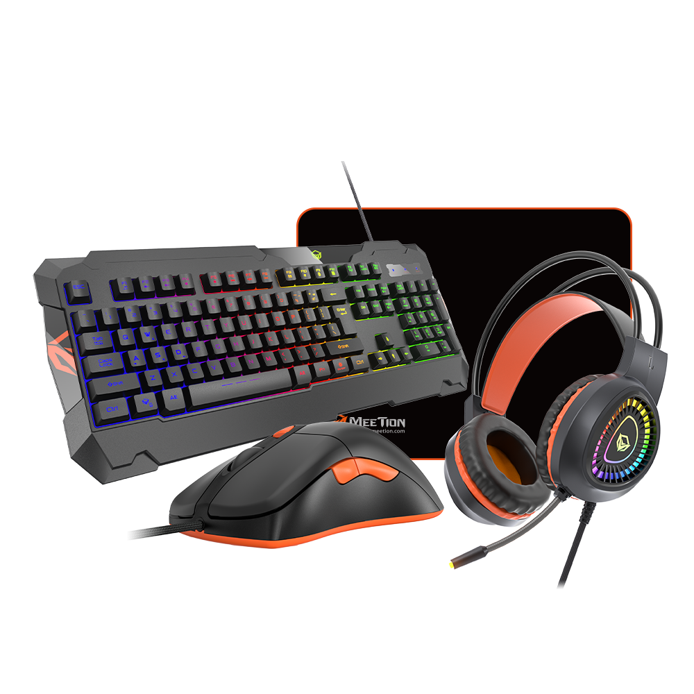 Meetion Wired RGB Gaming Bundle - Keyboard Headset Mice And Mouse Pad Black (MT-C505)