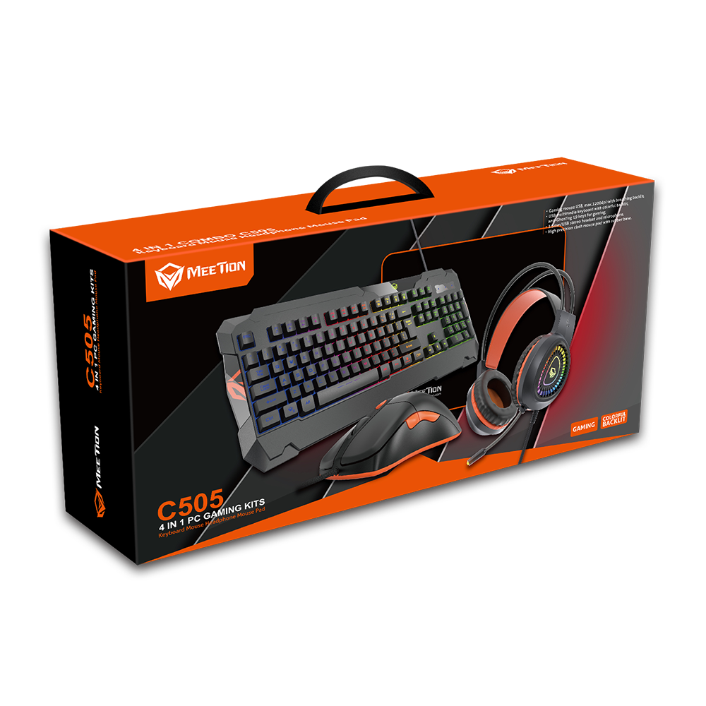 Meetion Wired RGB Gaming Bundle - Keyboard Headset Mice And Mouse Pad Black (MT-C505) Meetion Wired RGB Gaming Bundle - Keyboard Headset Mice And Mouse Pad Black (MT-C505)
