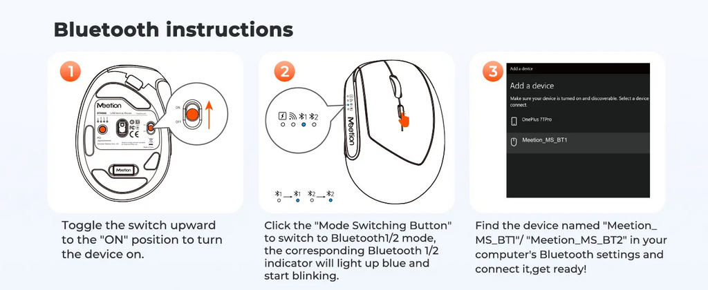 Meetion Dual Mode 2.4Ghz + Bluetooth Ergonomic Vertical Wireless Mouse Rechargeable (BTM008) Meetion Dual Mode 2.4Ghz + Bluetooth Ergonomic Vertical Wireless Mouse Rechargeable (BTM008)