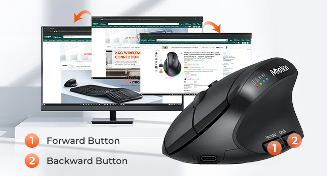 Meetion Dual Mode 2.4Ghz + Bluetooth Ergonomic Vertical Wireless Mouse Rechargeable (BTM008) Meetion Dual Mode 2.4Ghz + Bluetooth Ergonomic Vertical Wireless Mouse Rechargeable (BTM008)