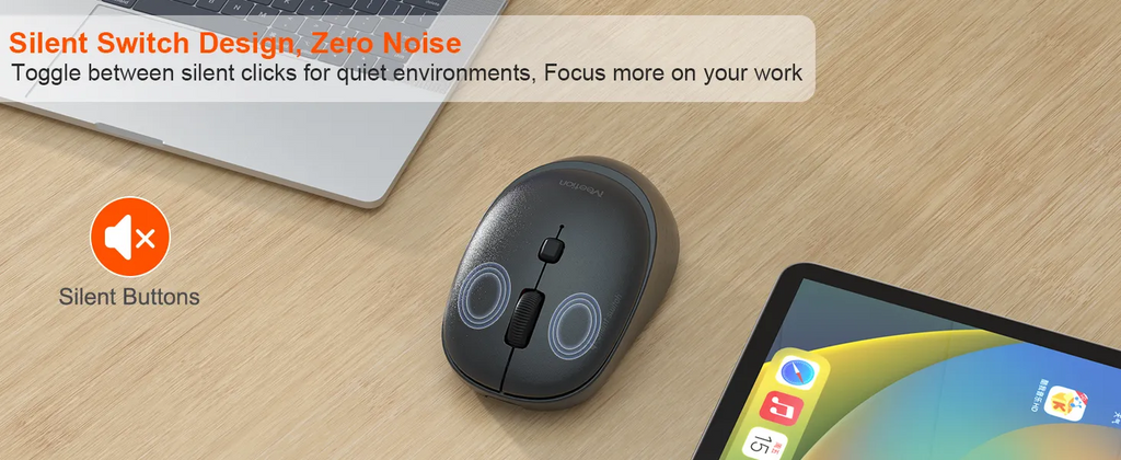 Meetion Whisper Silent Wireless Dual Mode Wireless + Bluetooth and Rechargeable Mouse (BTM571) Meetion Whisper Silent Wireless Dual Mode Wireless + Bluetooth and Rechargeable Mouse (BTM571)