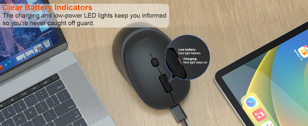Meetion Whisper Silent Wireless Dual Mode Wireless + Bluetooth and Rechargeable Mouse (BTM571) Meetion Whisper Silent Wireless Dual Mode Wireless + Bluetooth and Rechargeable Mouse (BTM571)