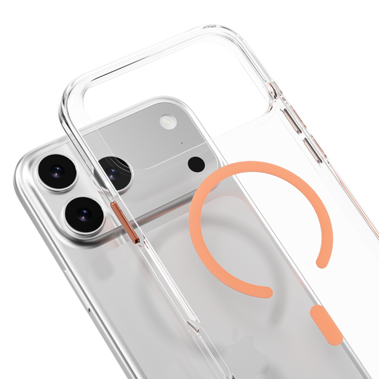 MAGEASY CLEAR CASE FOR IPHONE 17 SERIES - TRANSPARENT/ CORAL RING