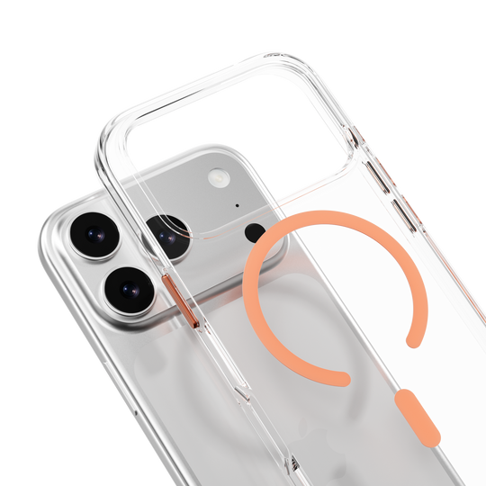 MAGEASY CLEAR CASE FOR IPHONE 17 SERIES - TRANSPARENT/ CORAL RING