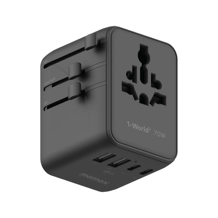 MOMAX 1-WORLD2 GAN 70W 5-PORT USB-C AC TRAVEL ADAPTOR MOMAX 1-WORLD2 GAN 70W 5-PORT USB-C AC TRAVEL ADAPTOR