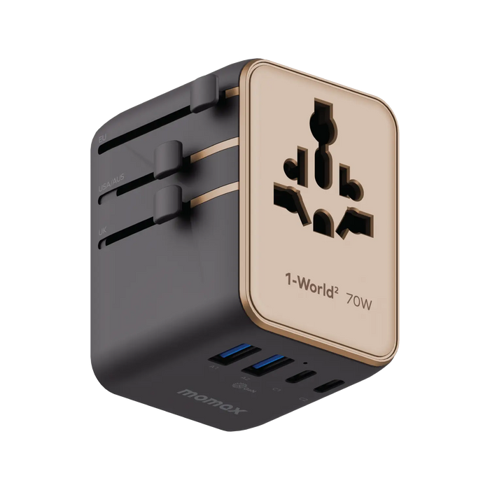 MOMAX 1-WORLD2 GAN 70W 5-PORT USB-C AC TRAVEL ADAPTOR MOMAX 1-WORLD2 GAN 70W 5-PORT USB-C AC TRAVEL ADAPTOR