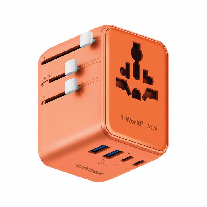 MOMAX 1-WORLD2 GAN 70W 5-PORT USB-C AC TRAVEL ADAPTOR MOMAX 1-WORLD2 GAN 70W 5-PORT USB-C AC TRAVEL ADAPTOR