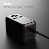 MOMAX 1-WORLD 140W GAN 4 PORTS TRAVEL ADAPTER
