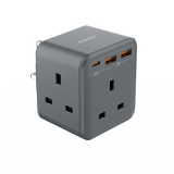 MOMAX ONEPLUG 3 OUTLET CUBE EXTENSION SOCKET WITH USB - GREY