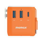 MOMAX 1-WORLD 25W 3 PORT TRAVEL ADAPTOR