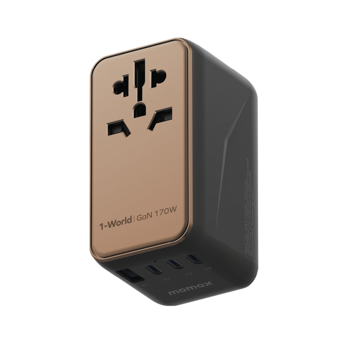 MOMAX 1-World 170W GAN 4 Port Travel Adapter- Sandstone MOMAX 1-World 170W GAN 4 Port Travel Adapter- Sandstone