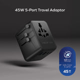Momax 1-World 5-Ports Travel Charger (45W) Black
