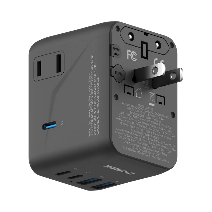 Momax 1-World 5-Ports Travel Charger (45W) Black Momax 1-World 5-Ports Travel Charger (45W) Black
