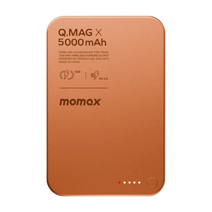 MOMAX Q.MAG X 5000mAh GEN2 15W ULTRA SLIM MAGSAFE WIRELESS POWER BANK - Orange MOMAX Q.MAG X 5000mAh GEN2 15W ULTRA SLIM MAGSAFE WIRELESS POWER BANK - Orange
