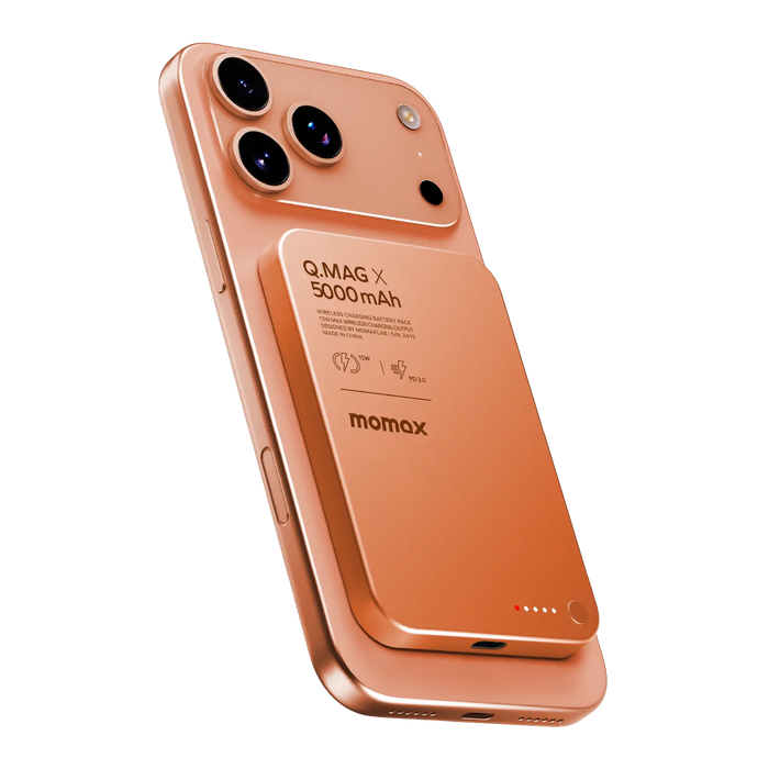 MOMAX Q.MAG X 5000mAh GEN2 15W ULTRA SLIM MAGSAFE WIRELESS POWER BANK - Orange MOMAX Q.MAG X 5000mAh GEN2 15W ULTRA SLIM MAGSAFE WIRELESS POWER BANK - Orange