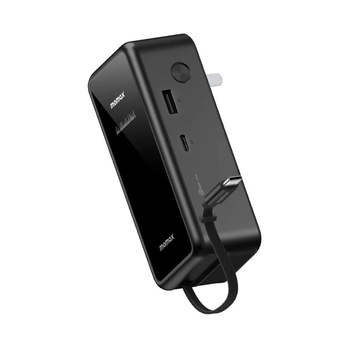 MOMAX 1-PAC-10000mAh 3IN1 HYBRID GAN BATTERY PACK WITH BUILT-IN RETRACTABLE CABLE MOMAX 1-PAC-10000mAh 3IN1 HYBRID GAN BATTERY PACK WITH BUILT-IN RETRACTABLE CABLE