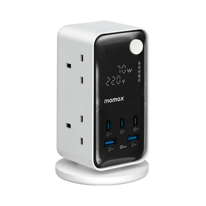 MOMAX 1-CHARGE 70W WORK FLOW 6-OUTLET DIGITAL DISPLAY POWER TOWER WITH USB
