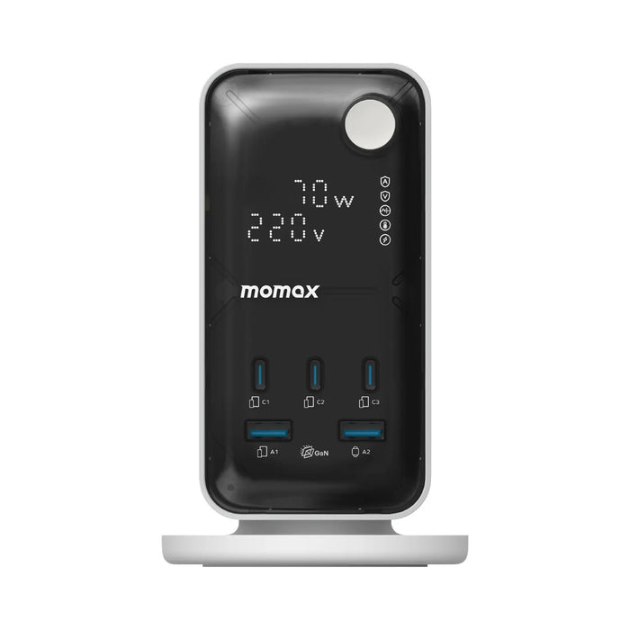 MOMAX 1-CHARGE 70W WORK FLOW 6-OUTLET DIGITAL DISPLAY POWER TOWER WITH USB MOMAX 1-CHARGE 70W WORK FLOW 6-OUTLET DIGITAL DISPLAY POWER TOWER WITH USB