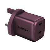 Momax 1 CHARGE 45W 2 Port GaN Charger PD 3 2UK - Dusky Cherry