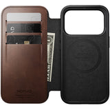 NOMAD Modern Leather Folio Case For iPhone 18 Pro/Pro Max - Brown