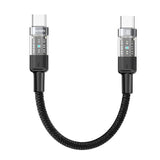 Porodo Braided 60W PD C to C Fast Charging Cable with Transparent Head (35 cm)