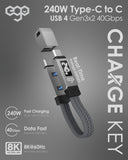 EGO C-C CABLE 240W PD USB4 GEN3X2 40GBPS  0.5M - GREY