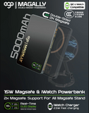 EGO Magally 3in1 Double-Sided Magnetic Qi2 5000mAh Power Bank - Black