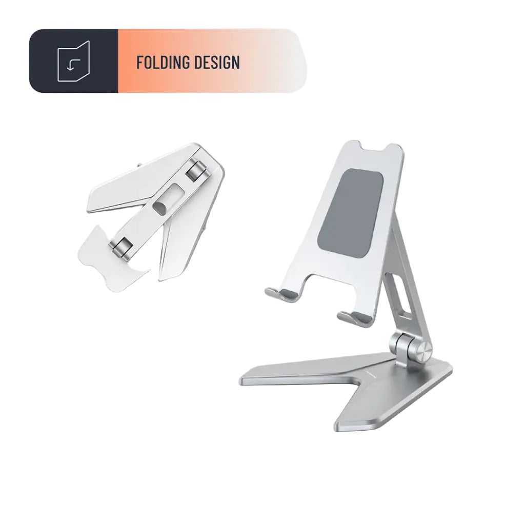 Porodo 180 Adjustable Aluminum Phone Holder - Silver Porodo 180 Adjustable Aluminum Phone Holder - Silver