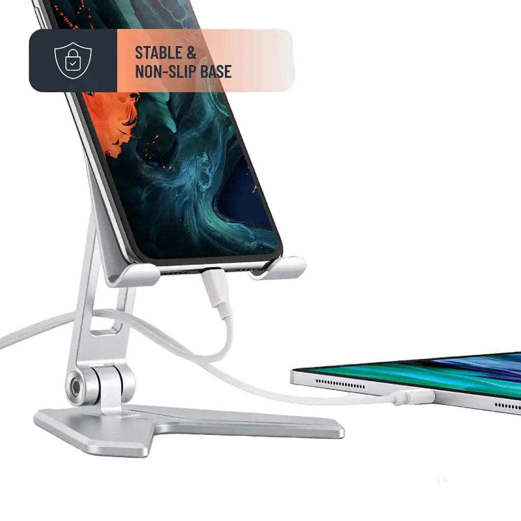 Porodo 180 Adjustable Aluminum Phone Holder - Silver Porodo 180 Adjustable Aluminum Phone Holder - Silver